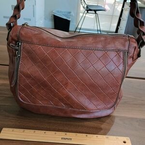 Brown Vegan Leather Shoulder Bag